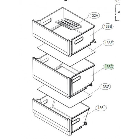 Gaveta Congelador para Frigorifco LG