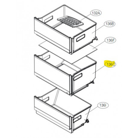 Gaveta Central do Congelador para Frigorifico LG