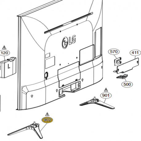 Base Direita para TV LG