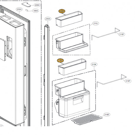 Prateleira da Porta para Frigorifico LG