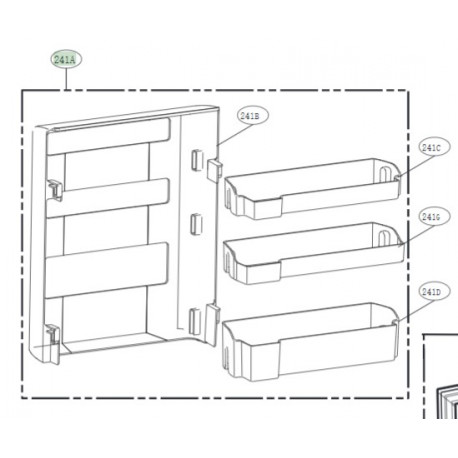 Modulo de Prateleiras da porta para Frigorifico LG